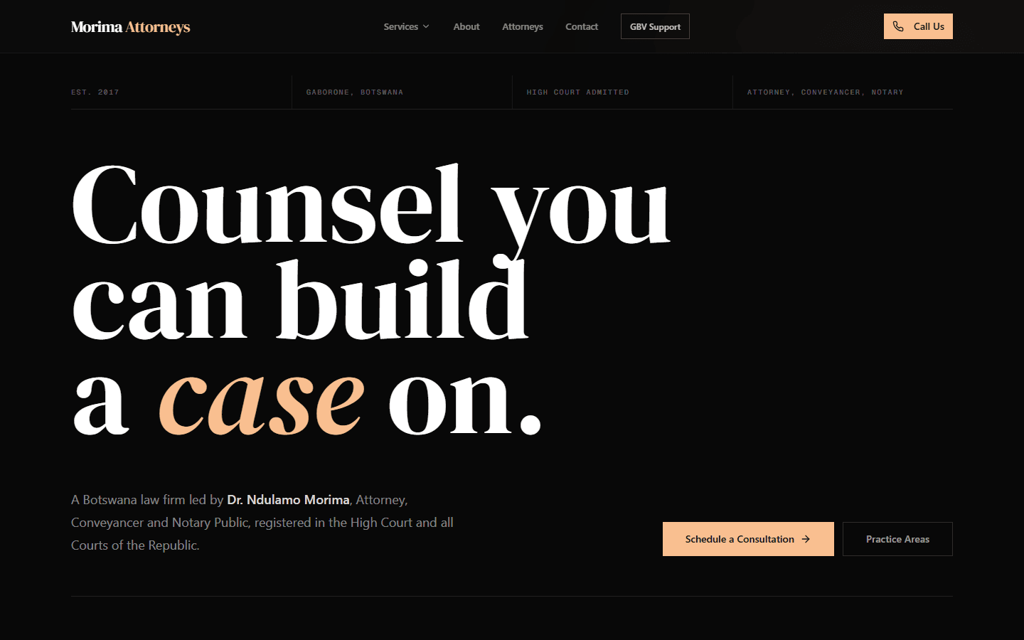 Morima Attorneys website preview